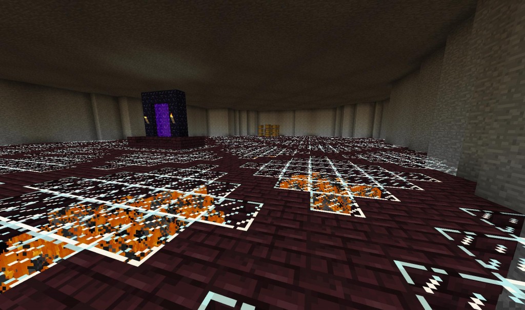 Those boxes aren't going to stay there, but this is a look at the finished room.  It's just high enough to still get light on the ceiling and have no monsters spawn anywhere in this room.