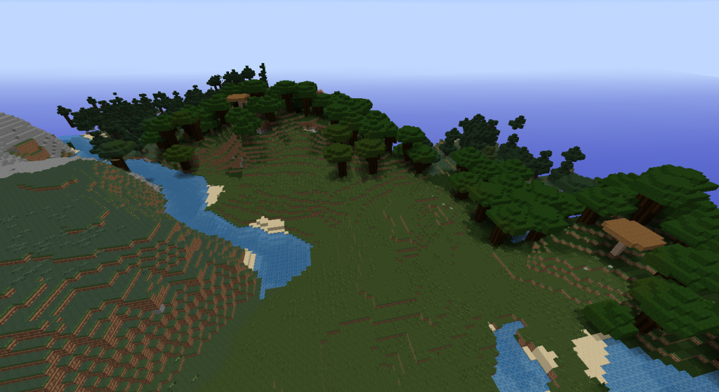 This is where I spawned, which is pretty nice considering all the dark oak trees around for the ample wood they give.