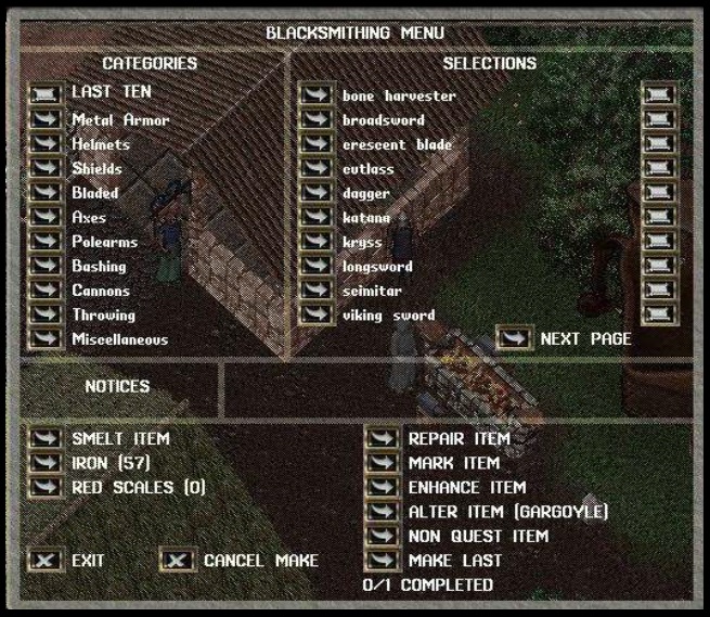 Ultima Online had roughly the same idea with World of Warcraft crafting being like a vending machine. UO added a lot more variety, but WoW had the B.A. looking weapons advantage. Together they would have even better!